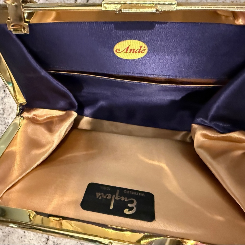 Vintage Satin Ande Evening Bag Purse with Clasp - Picture 6 of 6